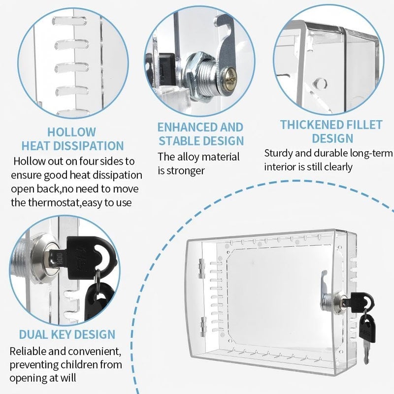 WIILDIS Thermostat Lock Box with Key, Large Thermostat Cover with Lock for Thermostat on Wall, AC Lock Box Cover with Key Fits Thermostats 5" H x 7" W or Smaller - Image 3